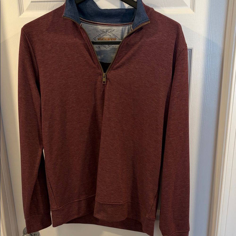 Original Weatherproof Men's Burgundy Zip-Up Sweater